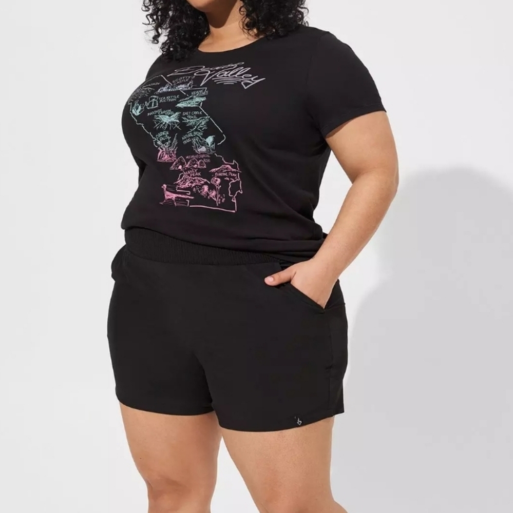 Size 2x Black Stretch Woven Active Short - Torrid Happy Camper Collection